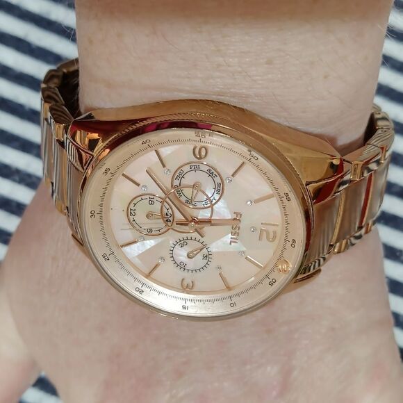 Fossil BQ 1681 Rose Gold stainless swarovski crystal prism dial watch main image 11